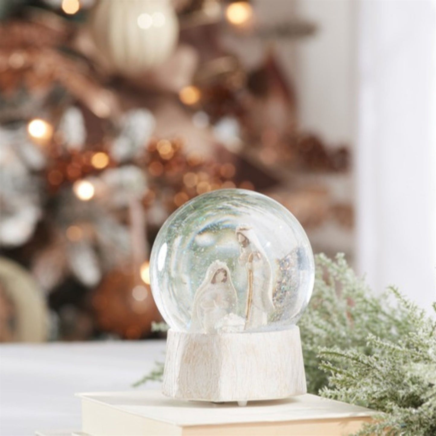 Musical Nativity Scene Snow Globe 5.75"H