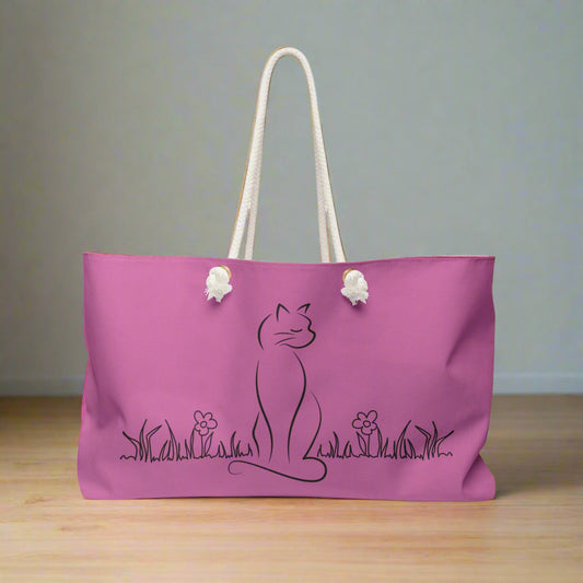 Chic Cat-Themed Weekender Bag for Stylish Cat Lovers
