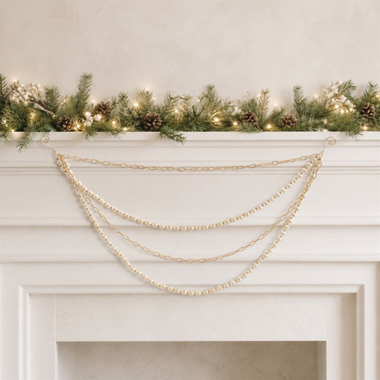 Pearl Bead and Chain Link Garland (Set of 2)