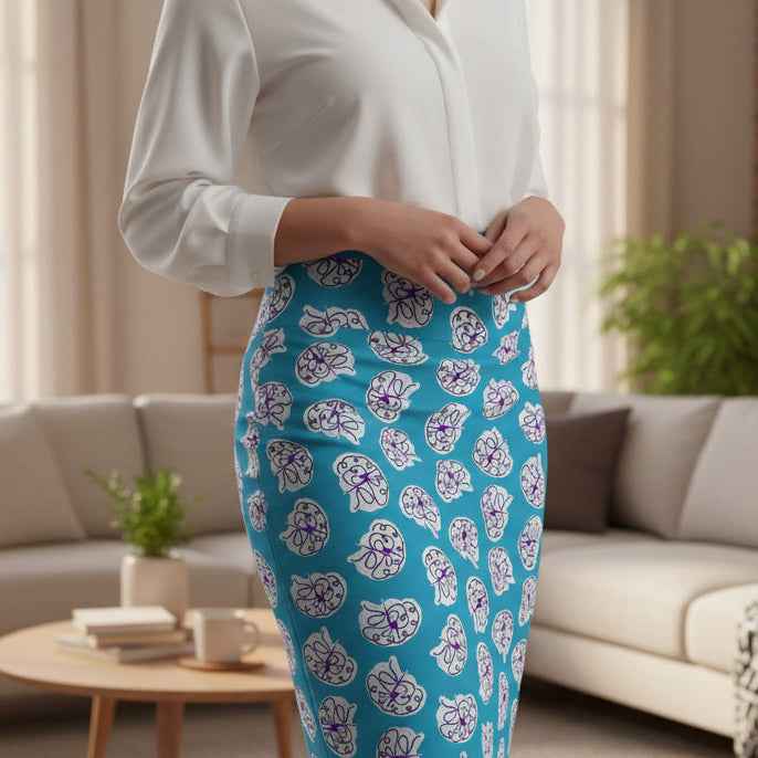 Brain & Lightning Pencil Skirt — Quiet Power Edition