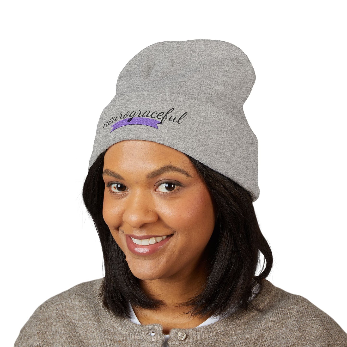 Neurograceful Embroidered Beanie – Epilepsy Awareness Knit Hat