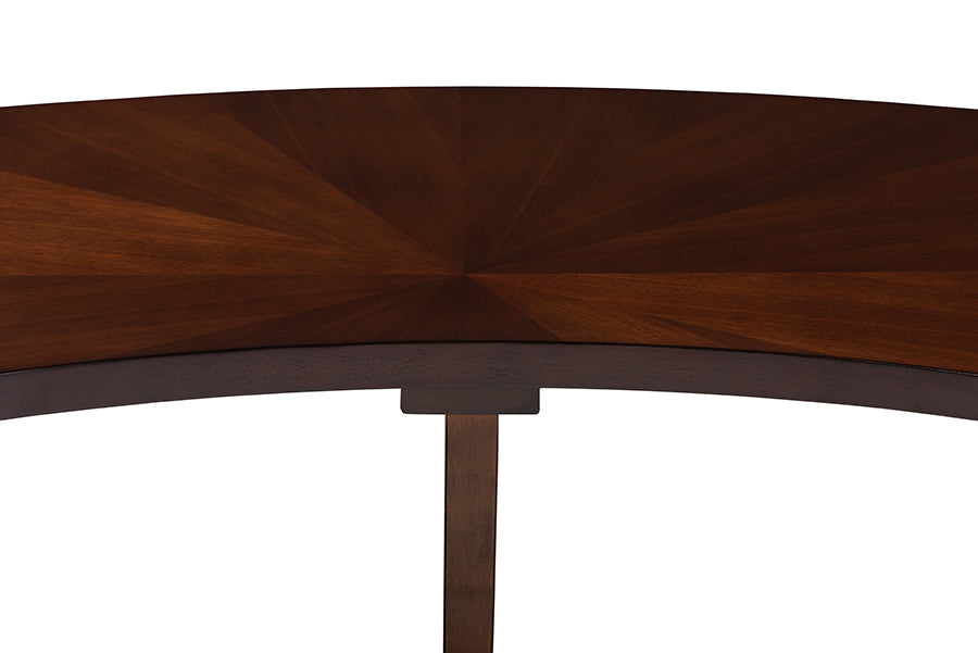 Baxton Studio Berlin Mid-Century Modern Walnut Finished Wood Curved Dining Bench
