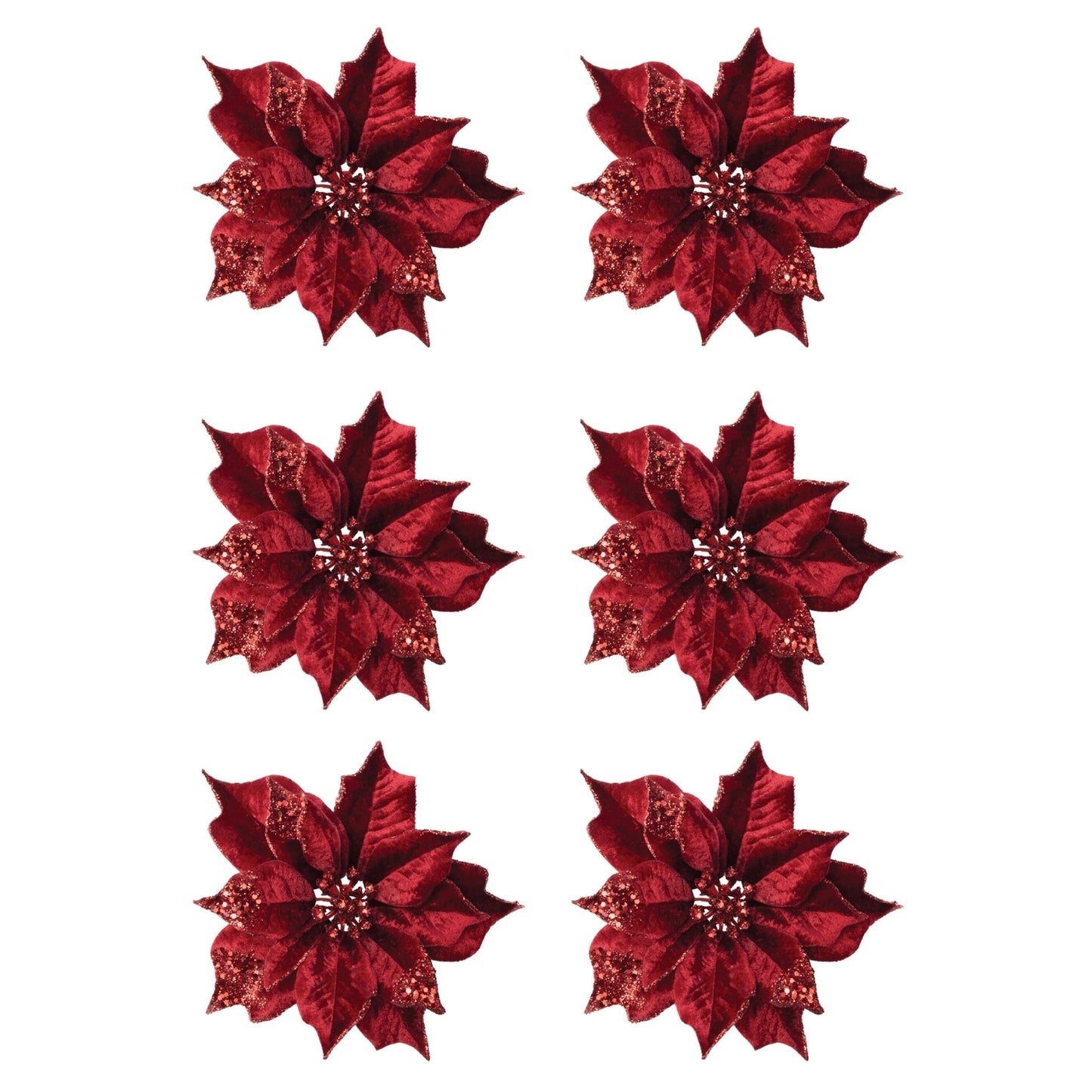 Jeweled Poinsettia Flower Clip (Set of 6)
