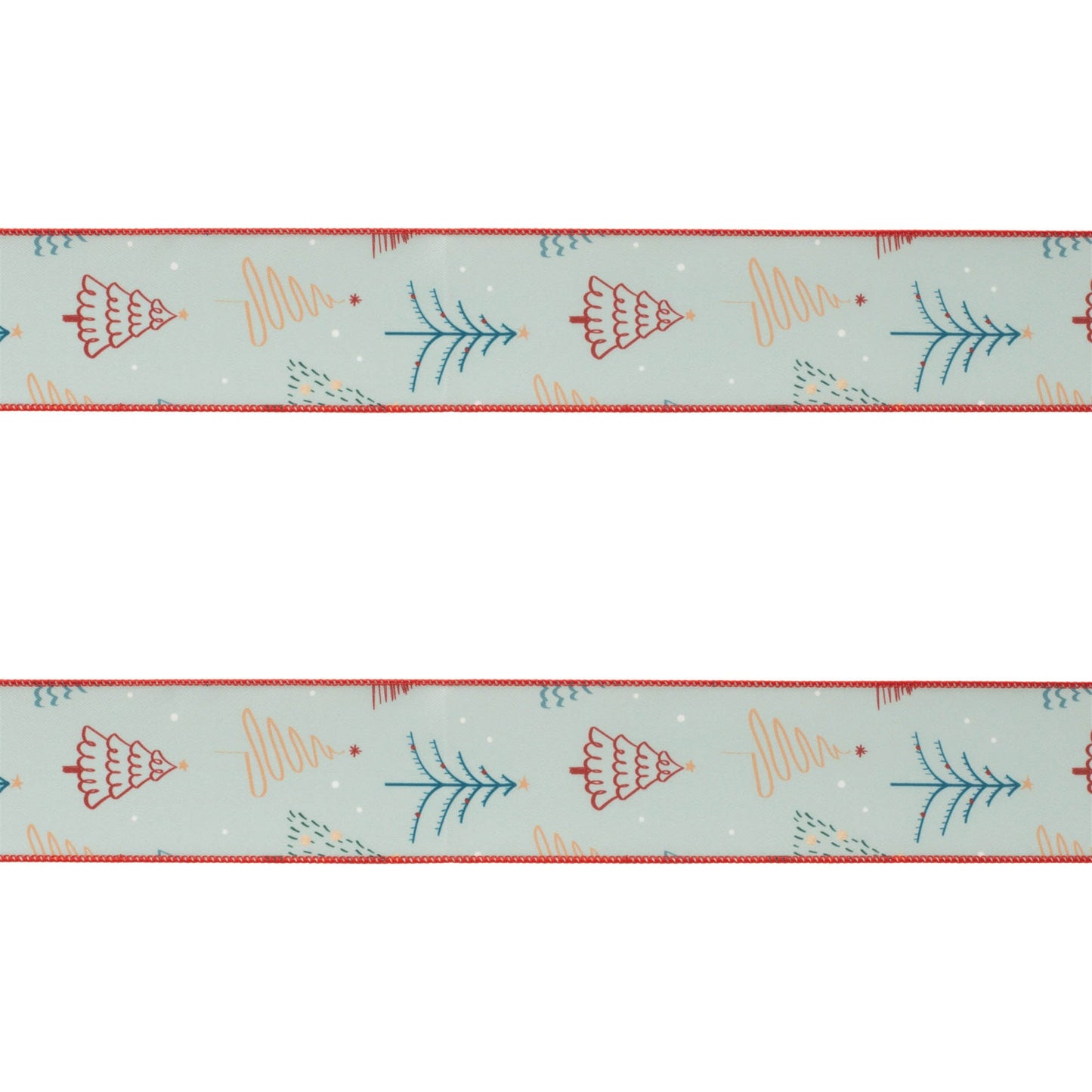 Christmas Tree Print Wired Ribbon (Set of 2)