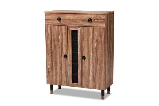Baxton Studio Valina Modern and Contemporary 2-Door Wood Entryway Shoe Storage Cabinet with Drawer