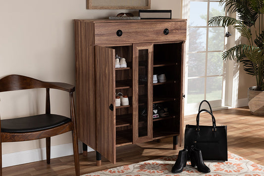 Baxton Studio Valina Modern and Contemporary 2-Door Wood Entryway Shoe Storage Cabinet with Drawer