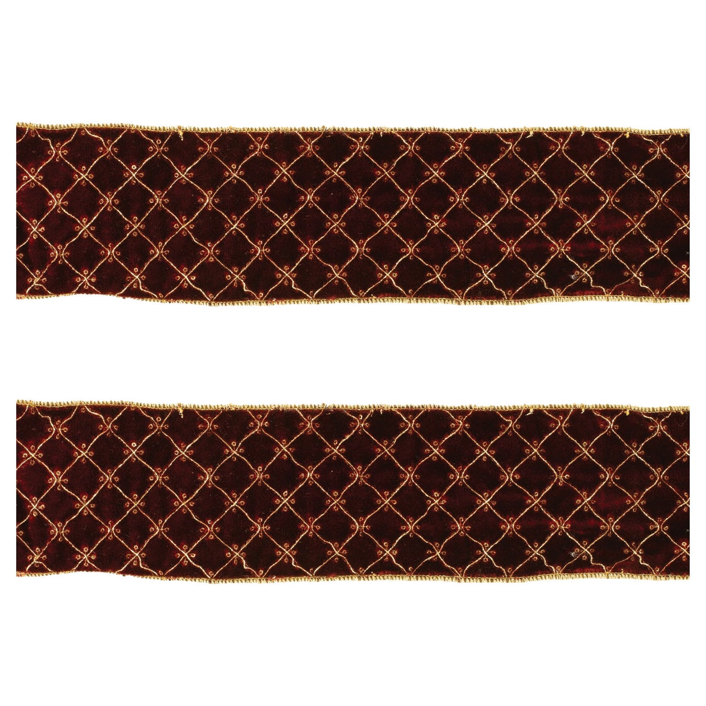Ornate Diamond Pattern Wired Ribbon (Set of 2)