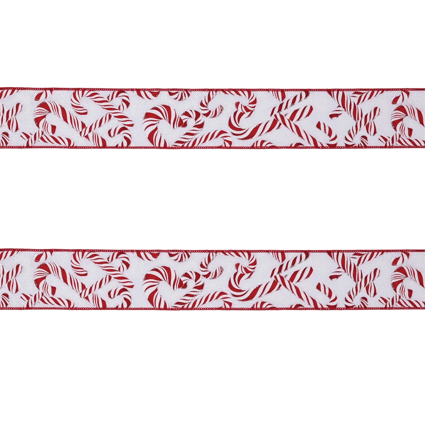 Candy Cane Print Wired Ribbon (Set of 2)