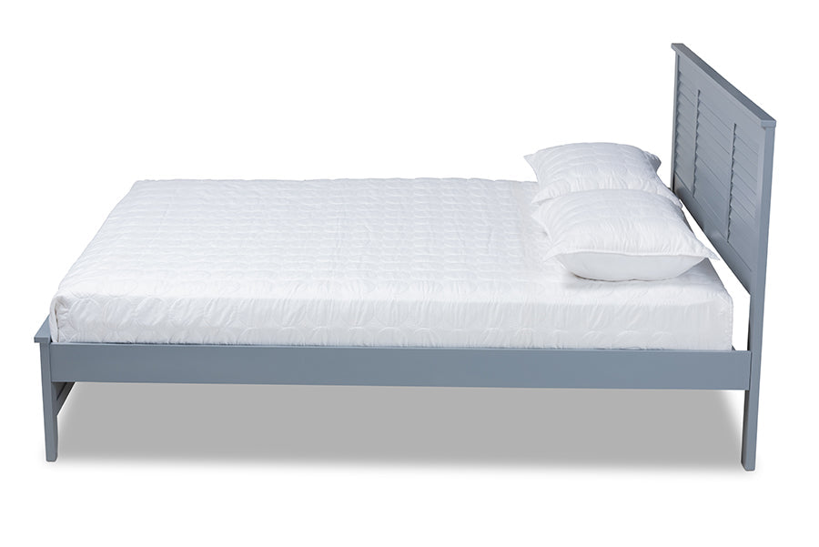 Baxton Studio Adela Modern and Contemporary Grey Finished Wood Queen Size Platform Bed