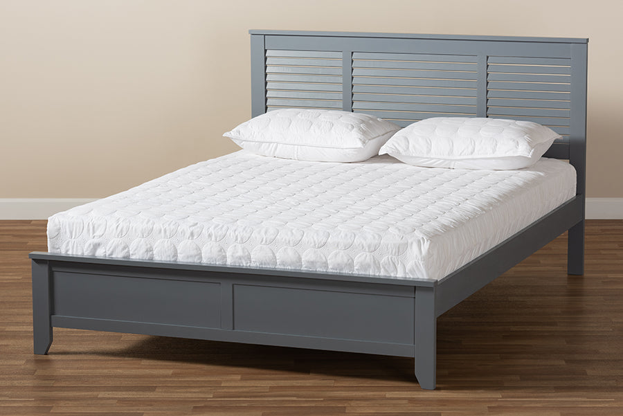 Baxton Studio Adela Modern and Contemporary Grey Finished Wood Queen Size Platform Bed