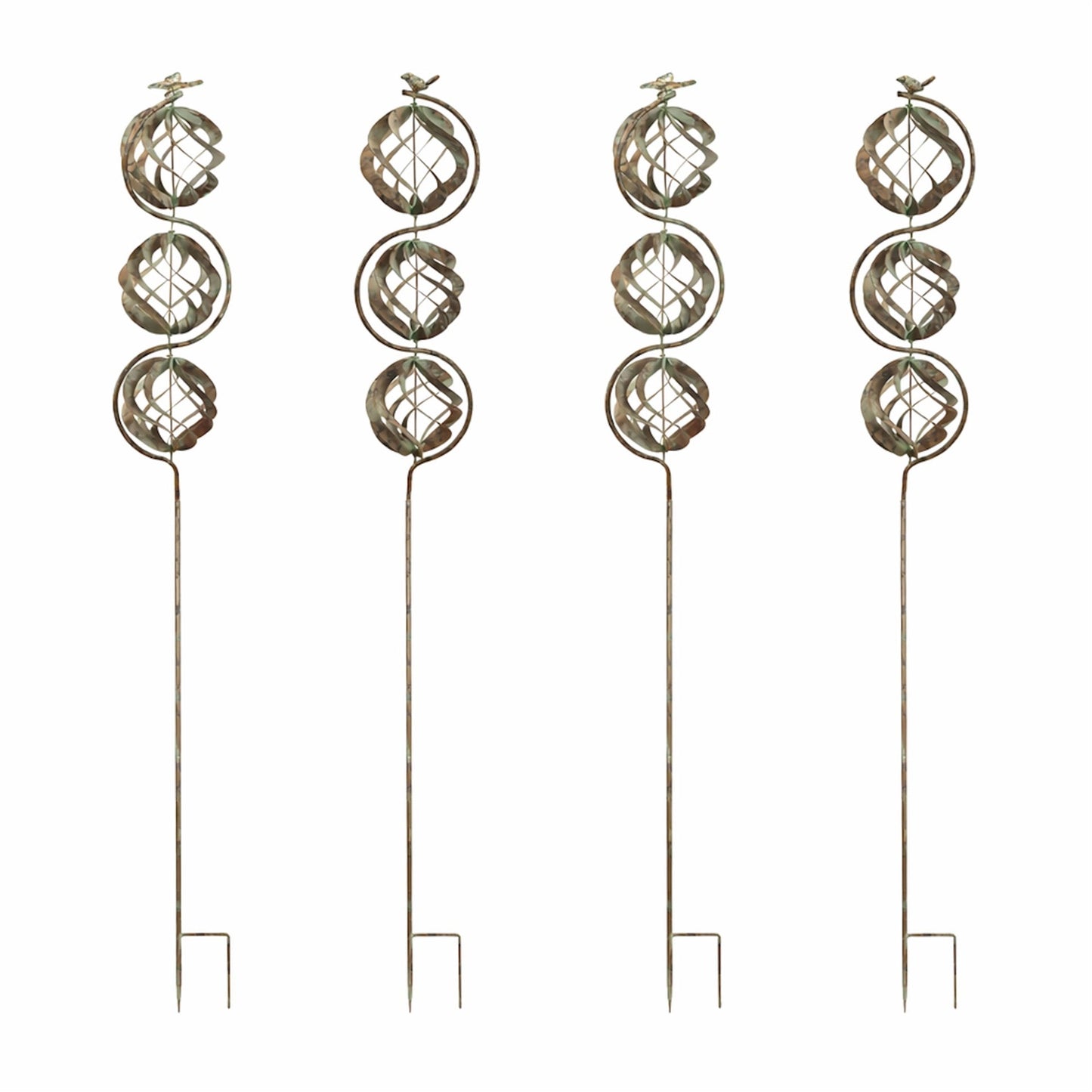 Bird and Butterfly w/Triple Orb Stake (Set of 4)