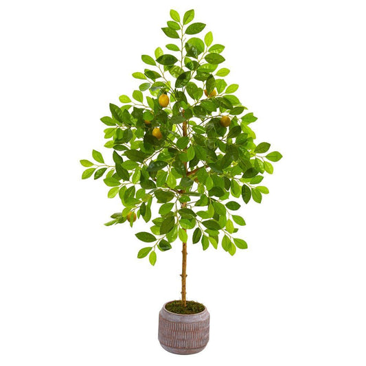 51" Lemon Artificial Tree in Stoneware Planter