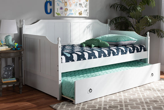 Baxton Studio Millie Cottage Farmhouse Grey Finished Wood Twin Size Daybed with Trundle