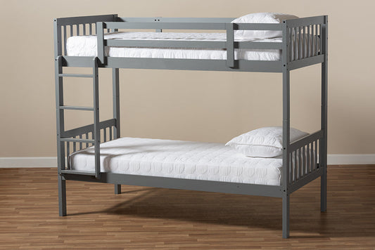 Baxton Studio Jude Modern and Contemporary Grey Finished Wood Twin Size Bunk Bed
