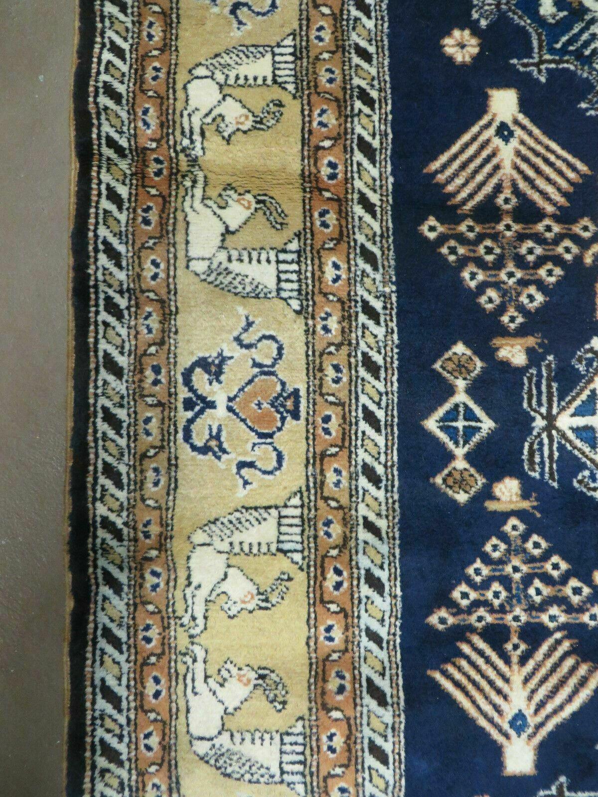 Persian Qum Rug 5.6 x 8.8, Navy Blue