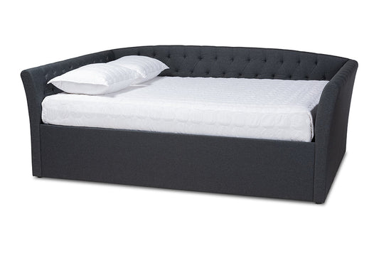 Baxton Studio Delora Modern and Contemporary Dark Grey Fabric Upholstered Queen Size Daybed