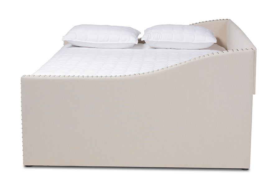 Baxton Studio Haylie Modern and Contemporary Beige Fabric Upholstered Full Size Daybed