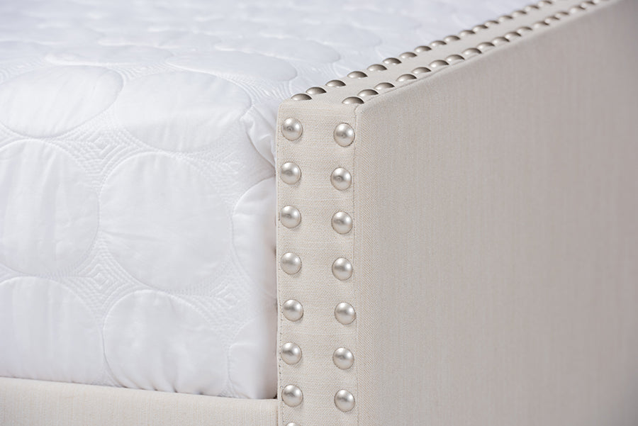 Baxton Studio Haylie Modern and Contemporary Beige Fabric Upholstered Full Size Daybed