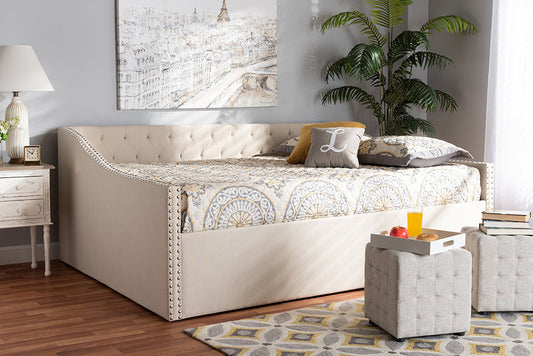 Baxton Studio Haylie Modern and Contemporary Beige Fabric Upholstered Full Size Daybed