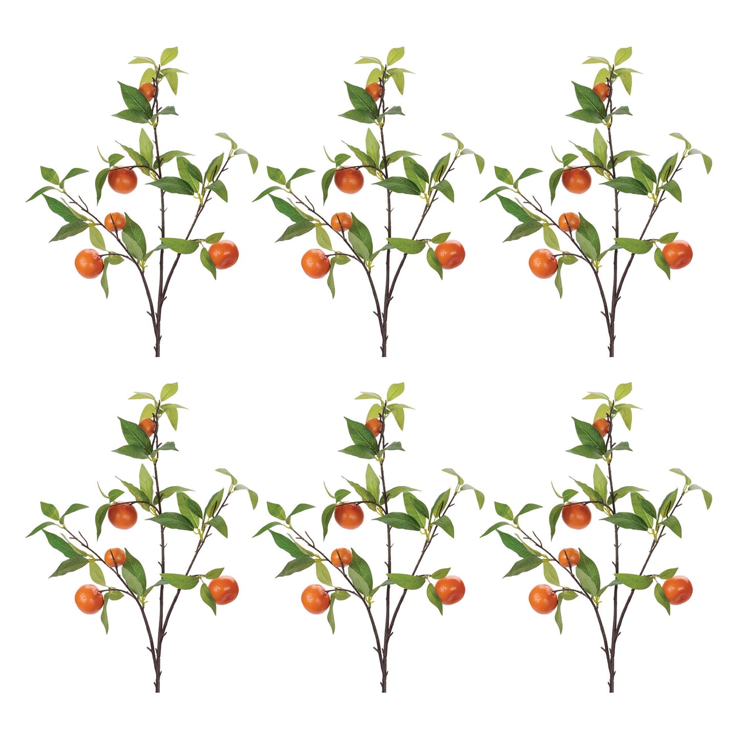 Orange Fruit Foliage Branch (Set of 6)