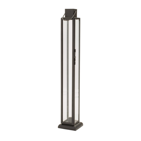 Modern Iron and Glass Taper Candle Lantern 21.5"H