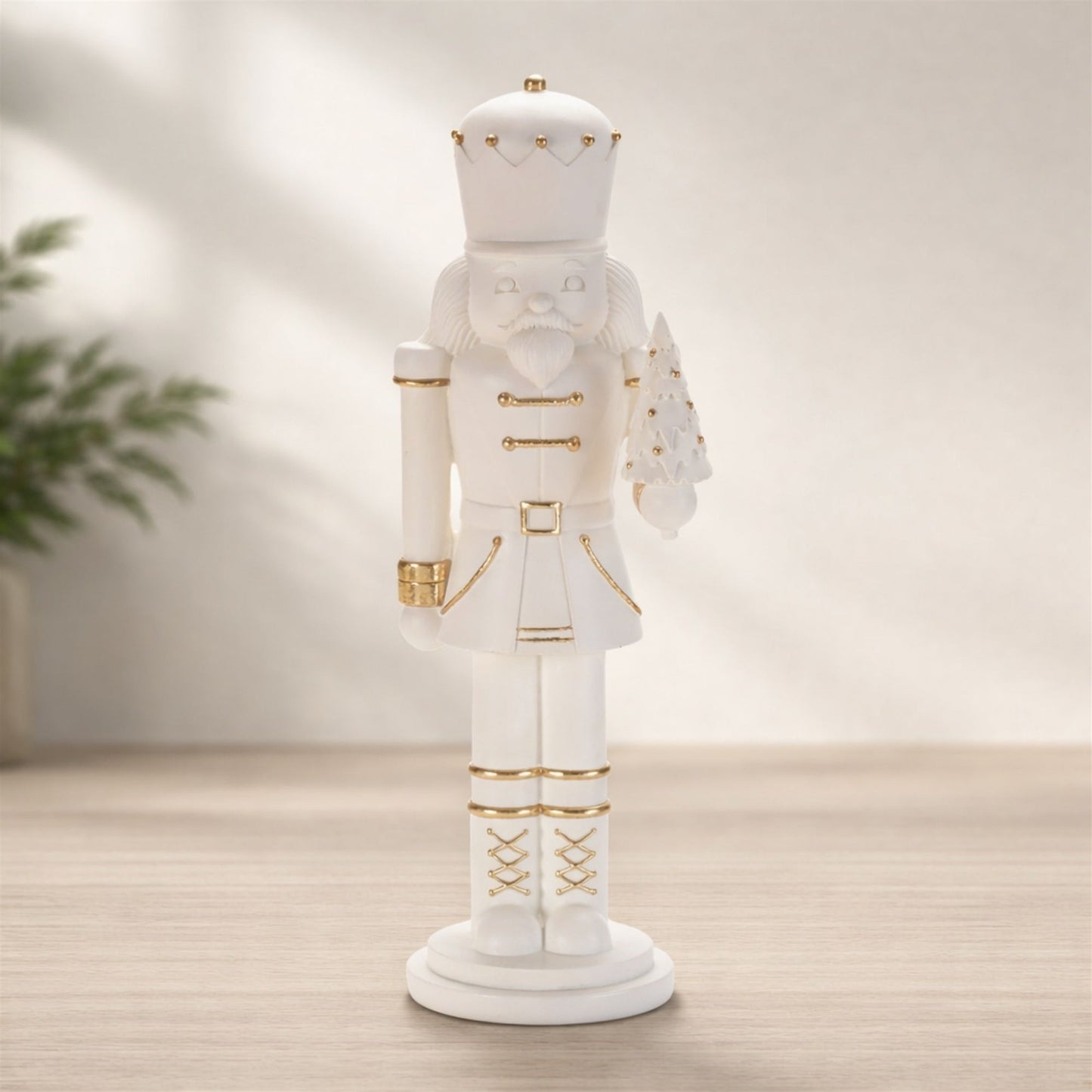 Modern Nutcracker with Gold Accents 14.5"H