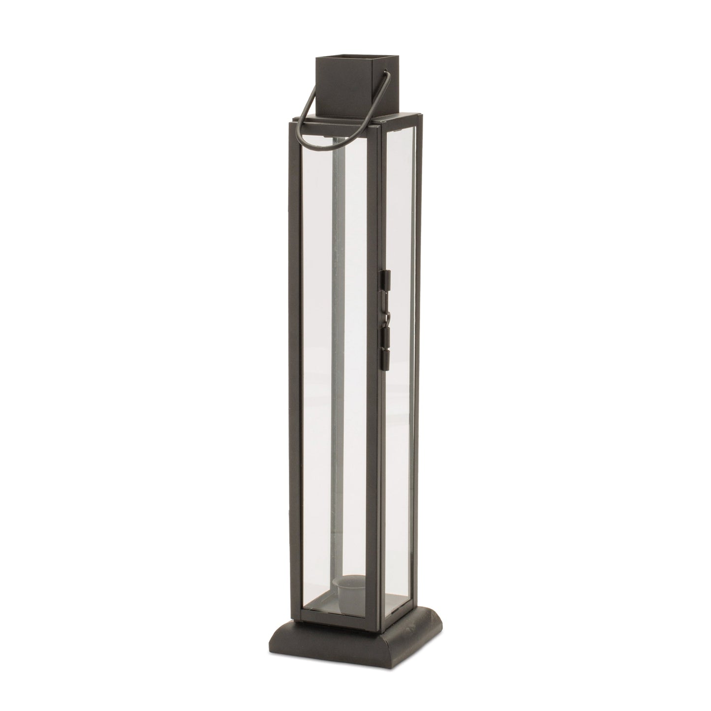 Modern Iron and Glass Taper Candle Lantern 15.75"H
