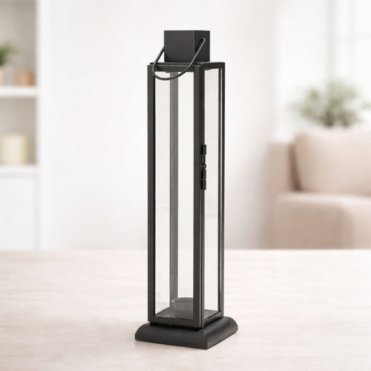 Modern Iron and Glass Taper Candle Lantern 15.75"H