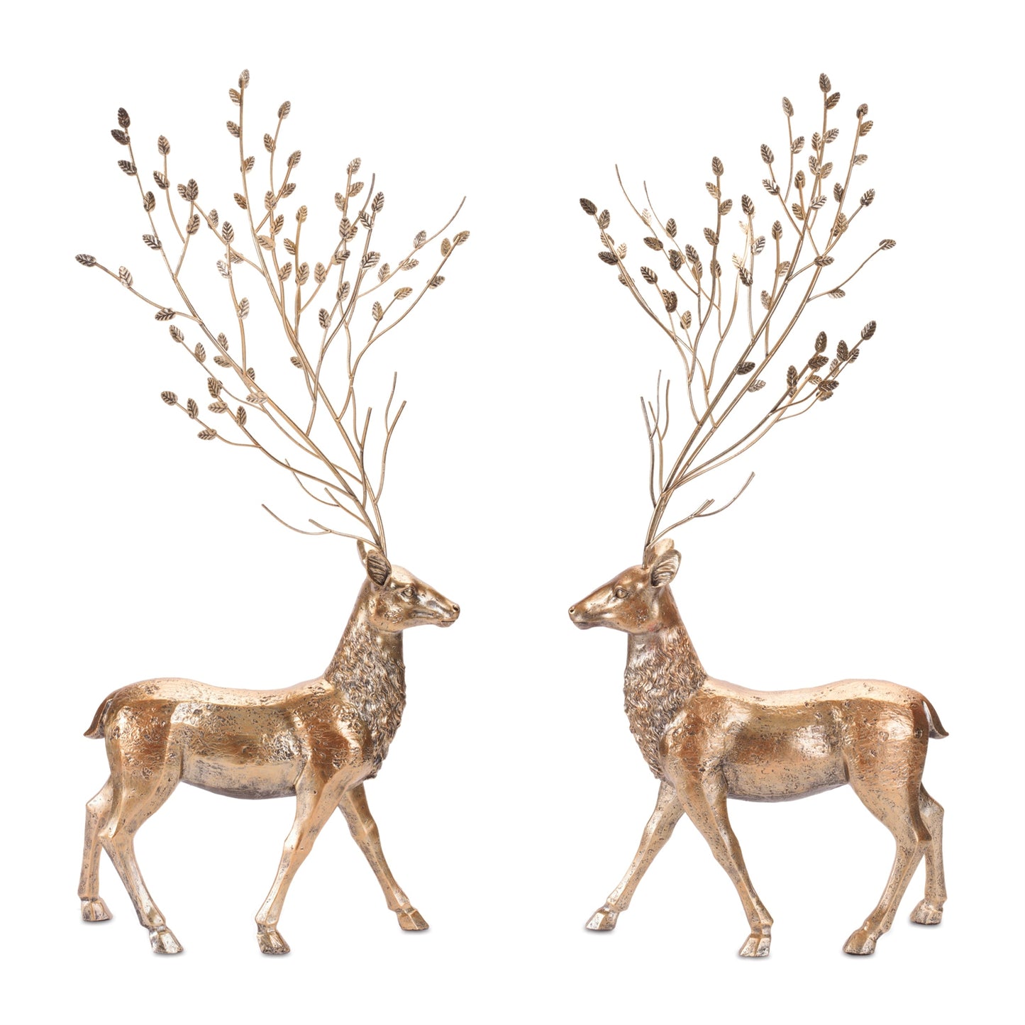 Deer Figurines with Branch Antlers (Set of 2)