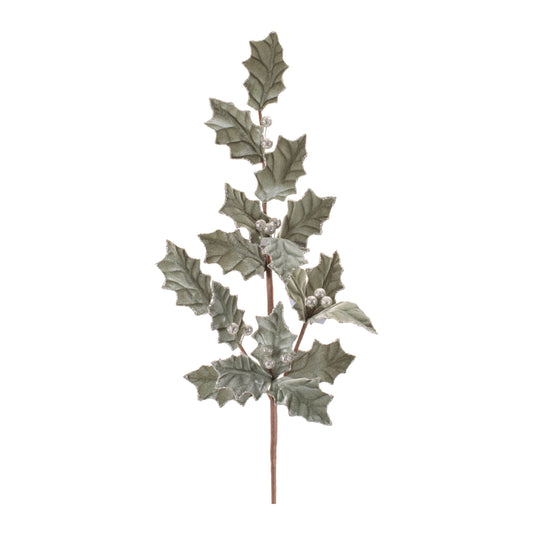 Glittered Holly Leaf Spray (Set of 4)