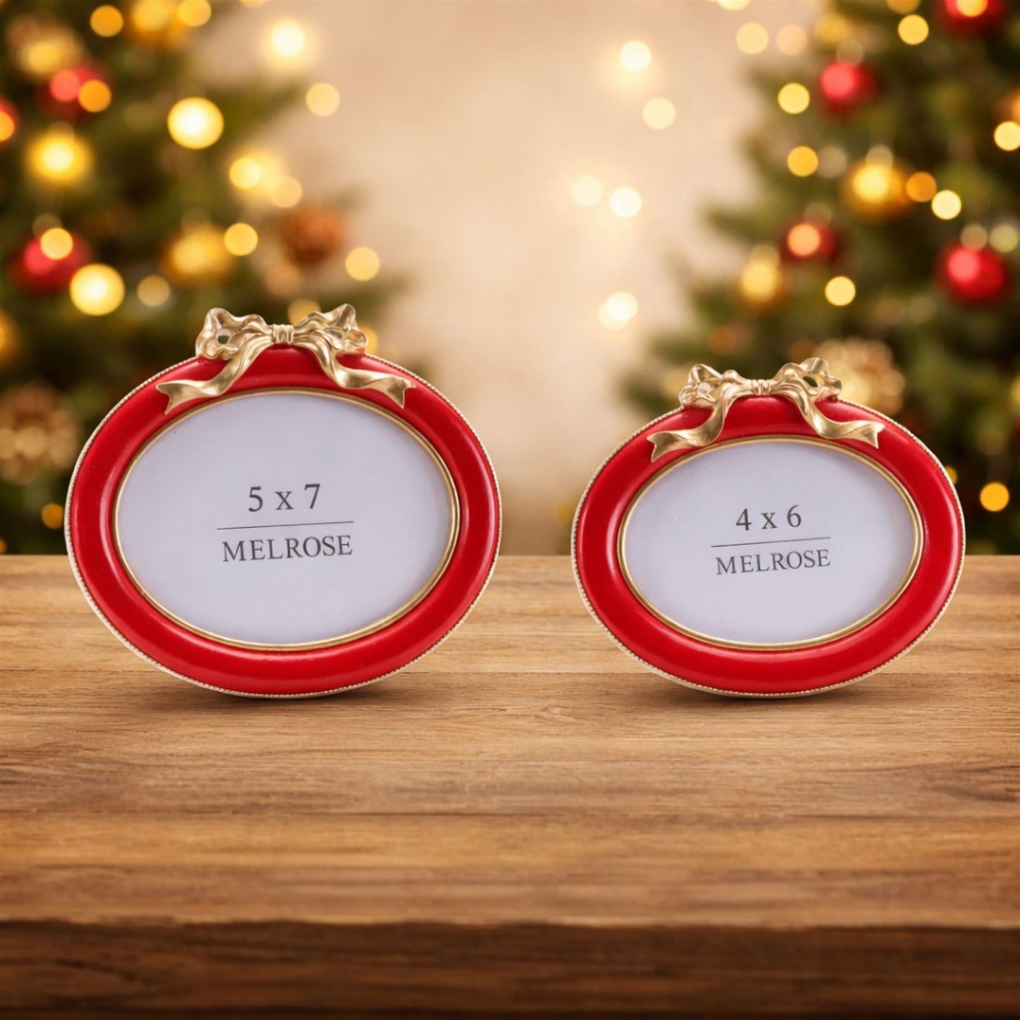Red Oval Bow Photo Frames (Set of 2)