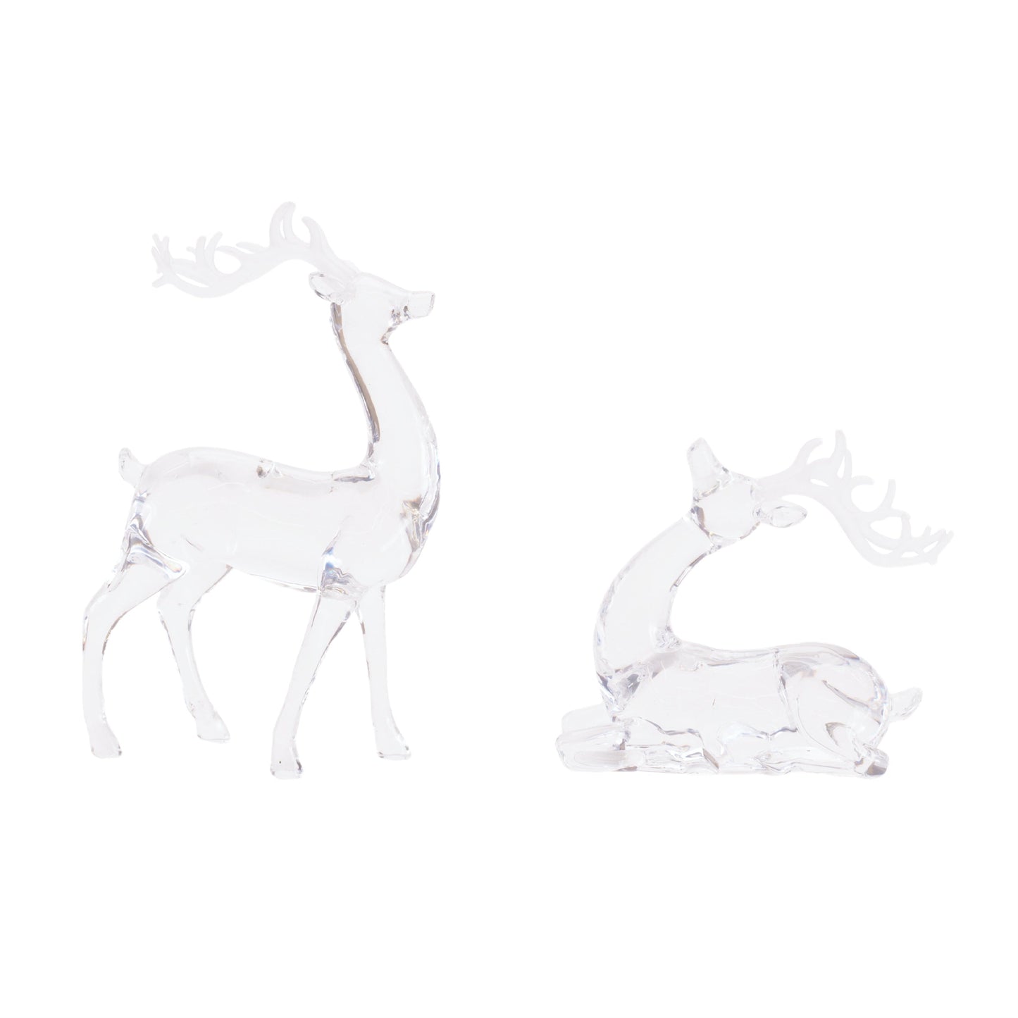 Clear Acrylic Deer Figurines (Set of 2)