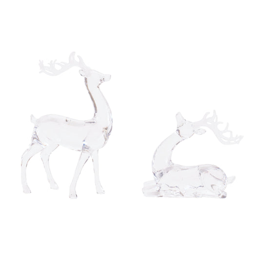 Clear Acrylic Deer Figurines (Set of 2)