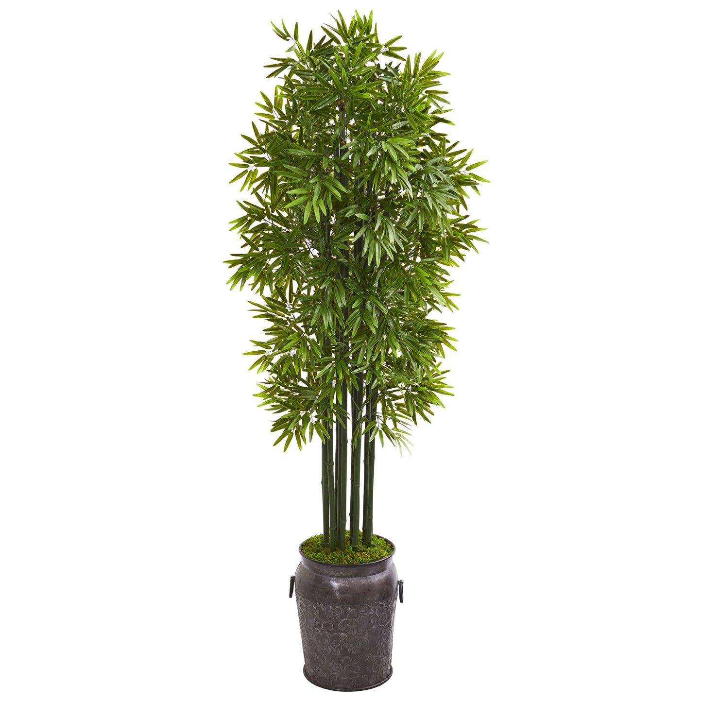 6' Bamboo Artificial Tree With Black Trunks In Planter UV Resistant (Indoor/Outdoor)