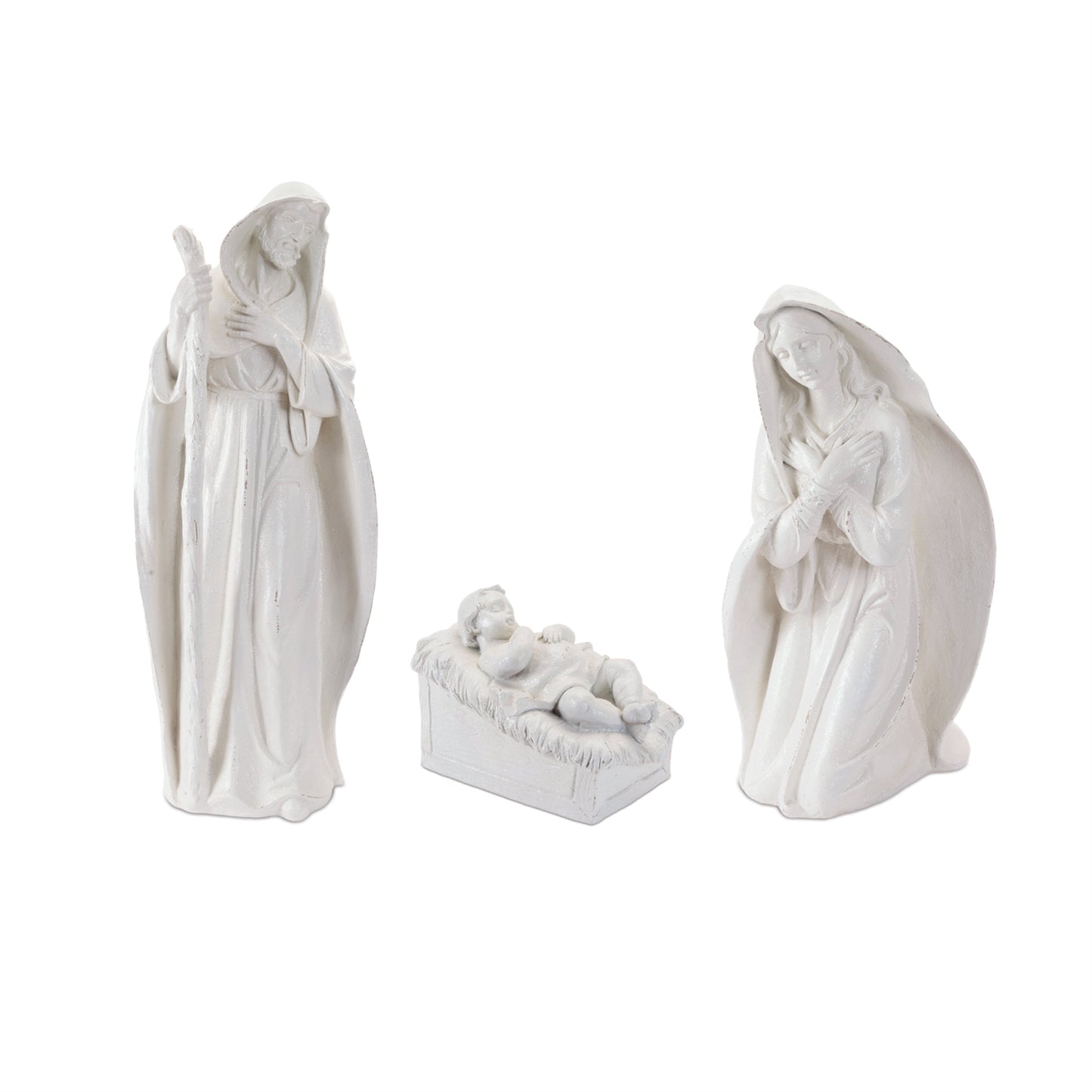 Glittered Holy Family Figurines (Set of 3)