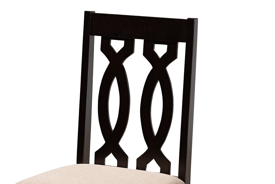 Baxton Studio Callie Modern and Contemporary Sand Fabric Upholstered and Dark Brown Finished Wood 5-Piece Dining Set