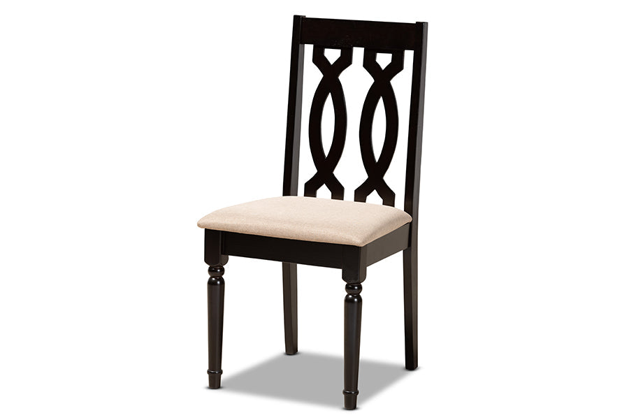 Baxton Studio Anise Modern and Contemporary Sand Fabric Upholstered and Dark Brown Finished Wood 5-Piece Dining Set