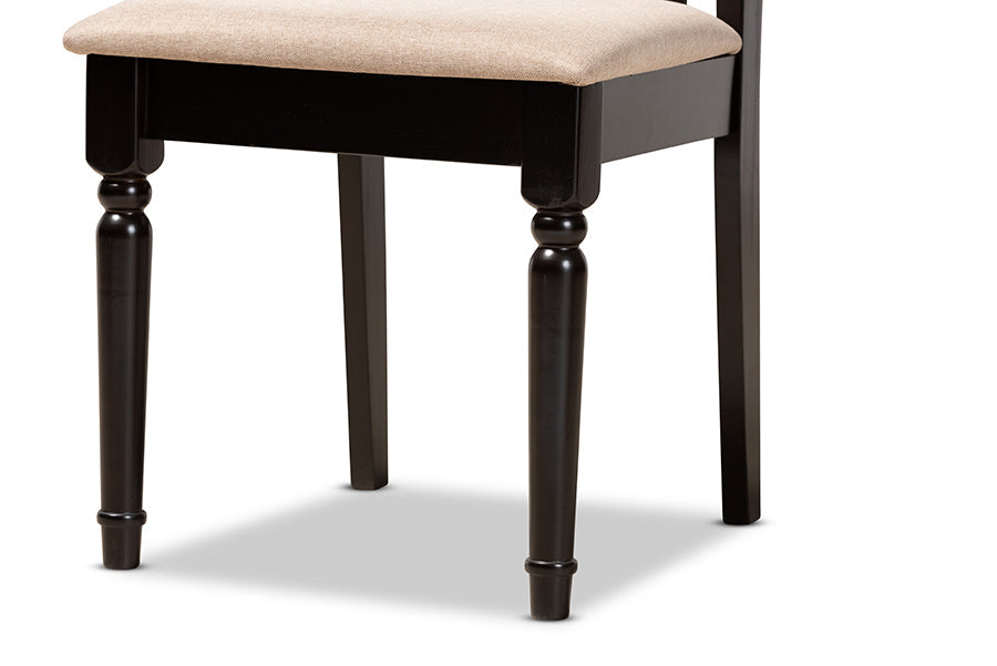 Baxton Studio Anise Modern and Contemporary Sand Fabric Upholstered and Dark Brown Finished Wood 5-Piece Dining Set