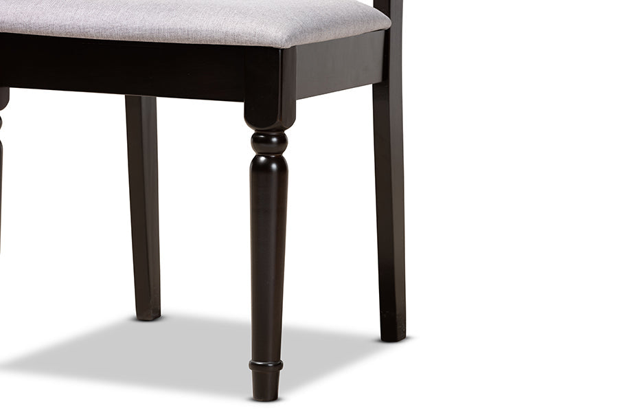 Baxton Studio Anise Modern and Contemporary Grey Fabric Upholstered and Dark Brown Finished Wood 5-Piece Dining Set