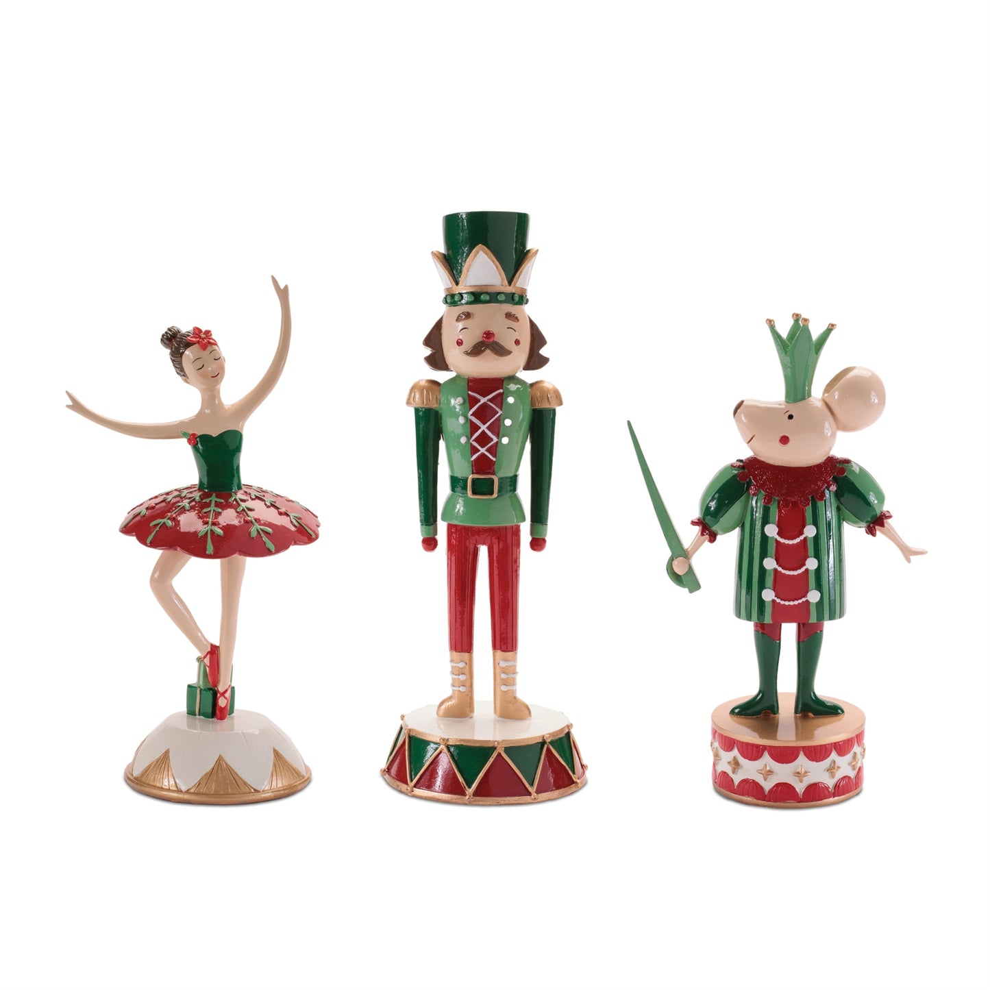 Nutcracker Soldier, Mouse & Ballerina Figurines (Set of 3)