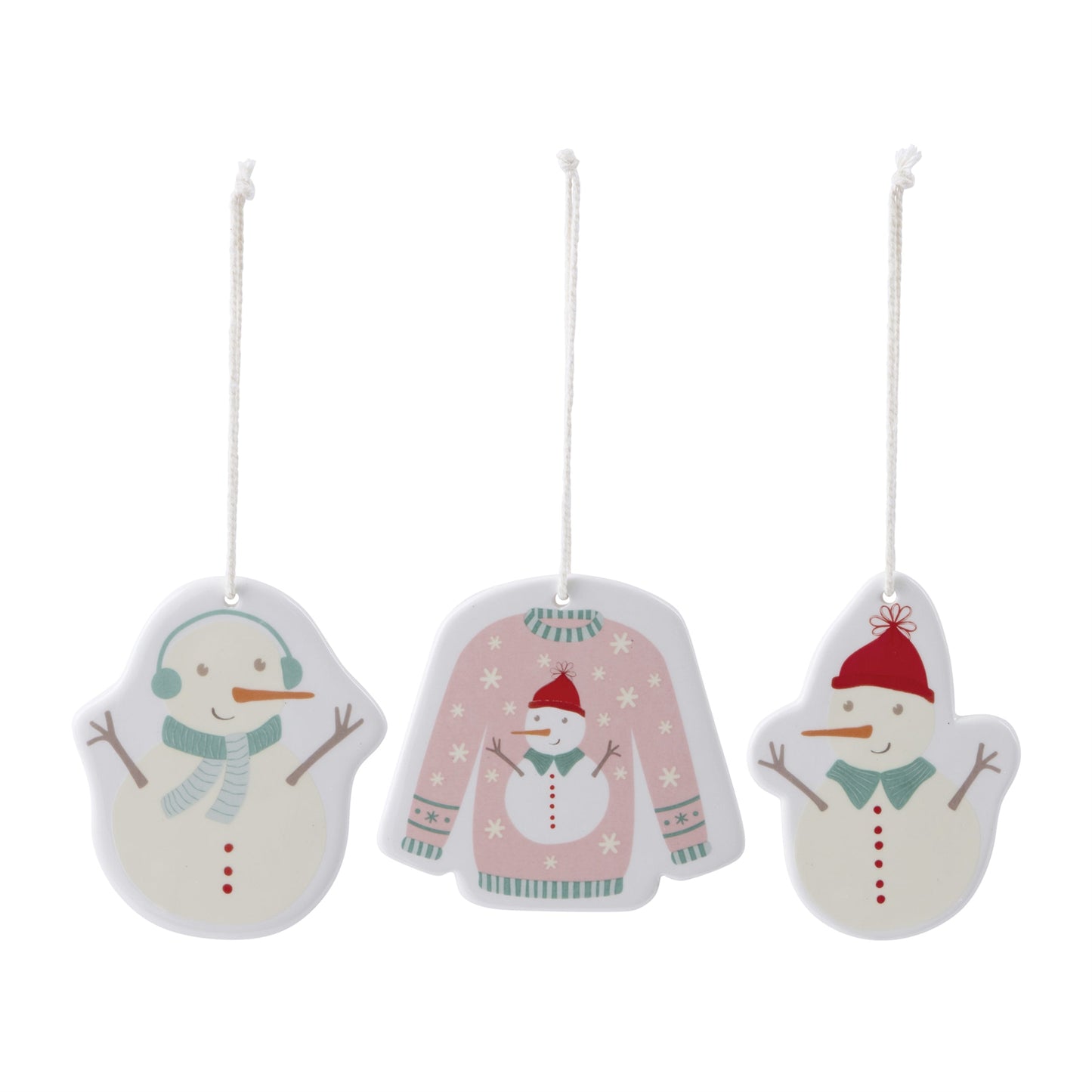 Ceramic Snowman Ornament Set of 12