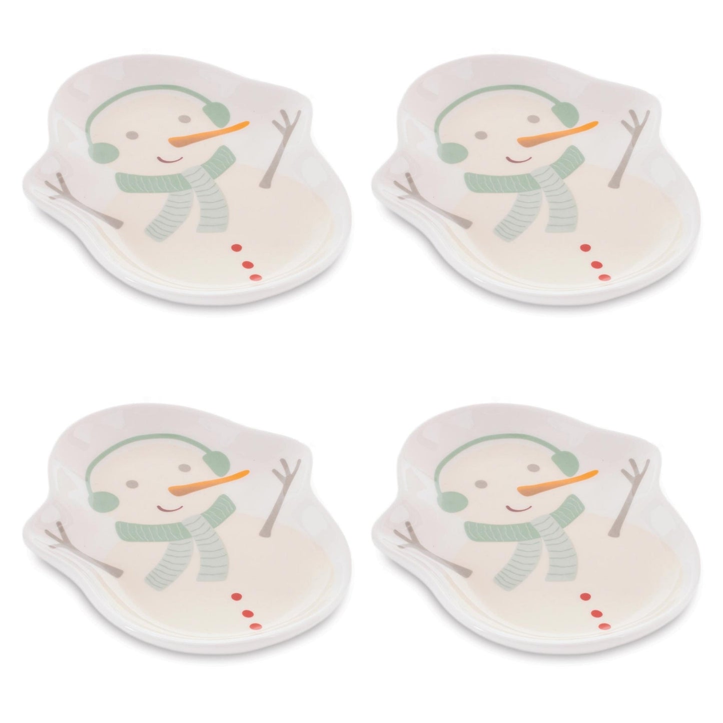 Ceramic Snowman Holiday Trinket Dish (Set of 4)