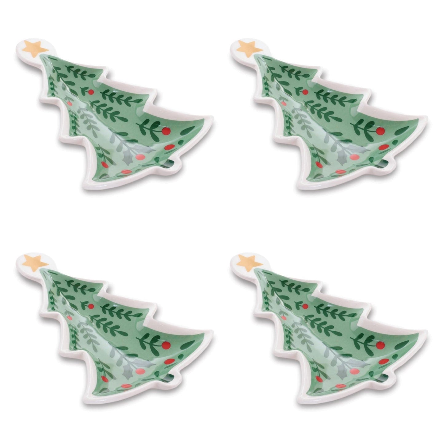 Holiday Tree Ceramic Trinket Dish (Set of 4)