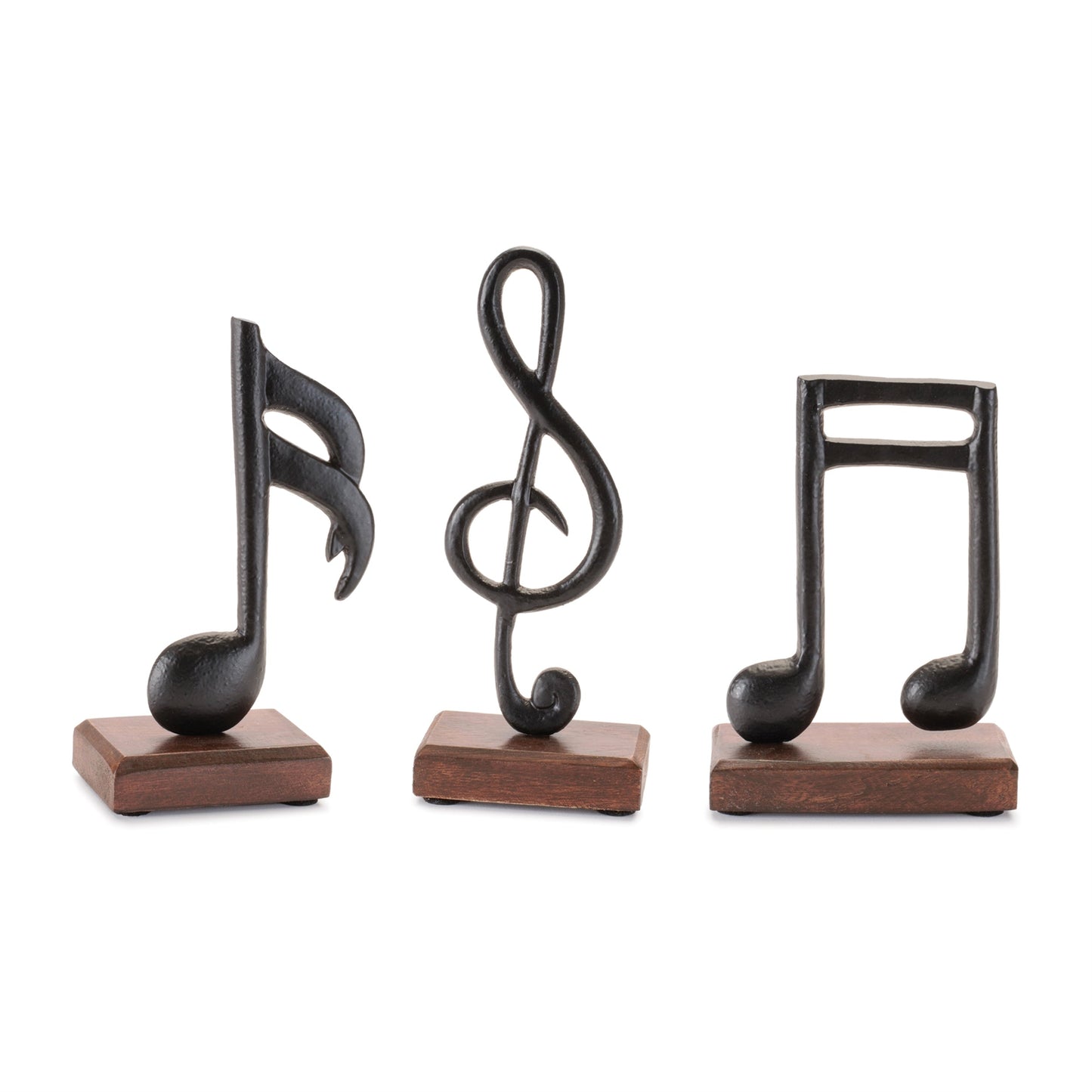 Metal Music Note on Wood Base (Set of 3)