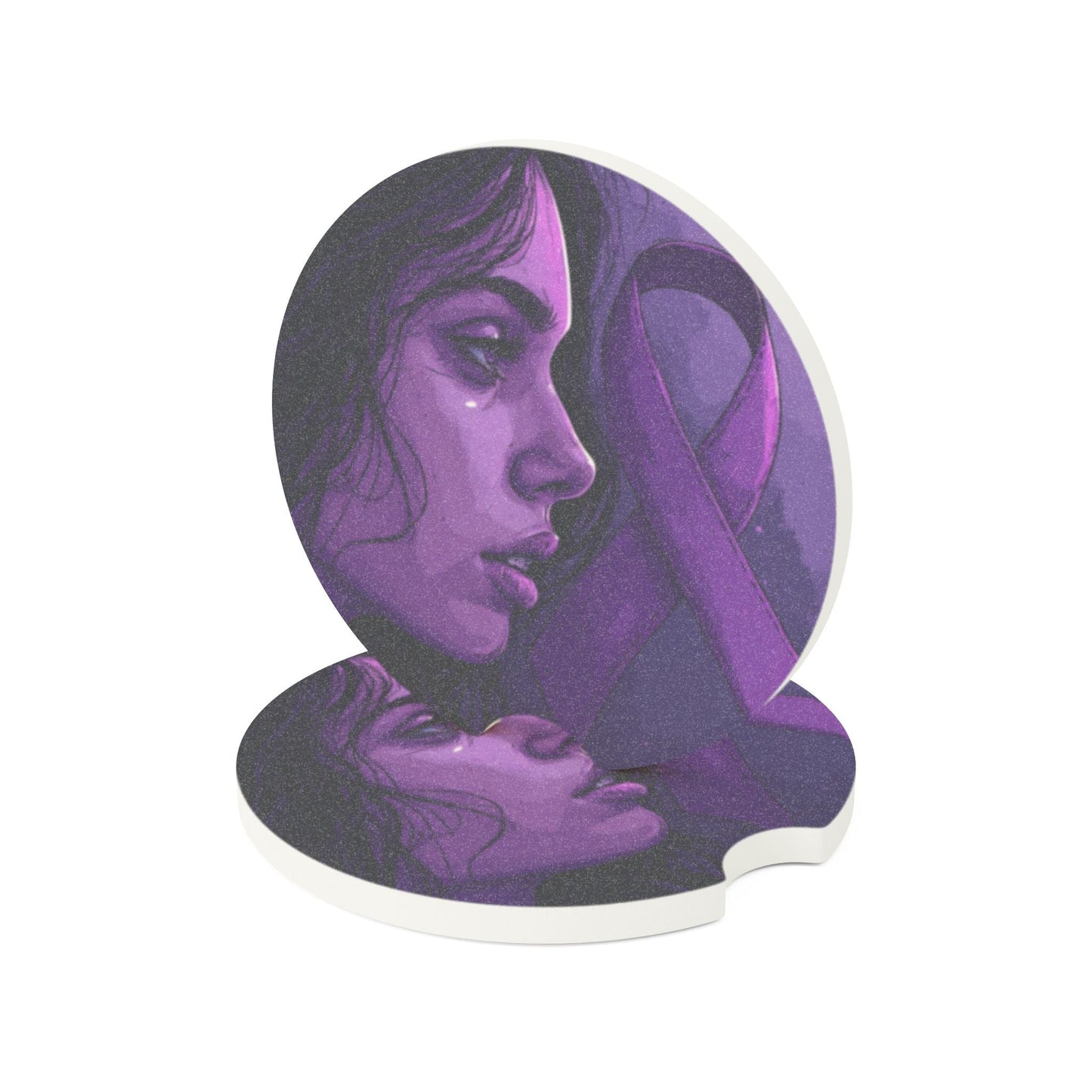 Purple Ribbon Soapstone Car Coaster