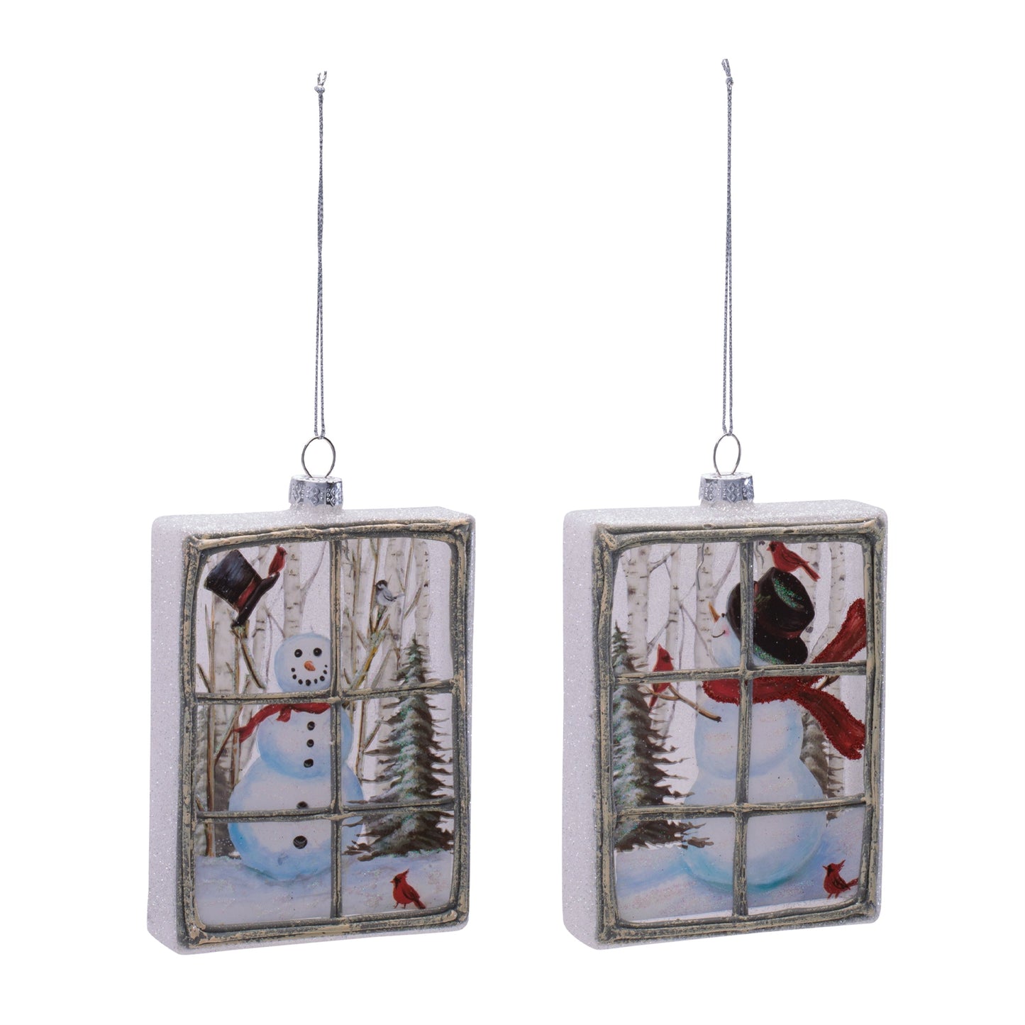Glass Snowman Window Ornament Set of 6