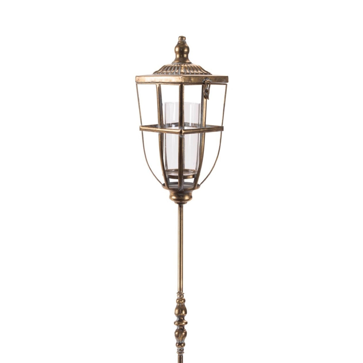 Distressed Metal Lantern Post with Glass Insert 48"H