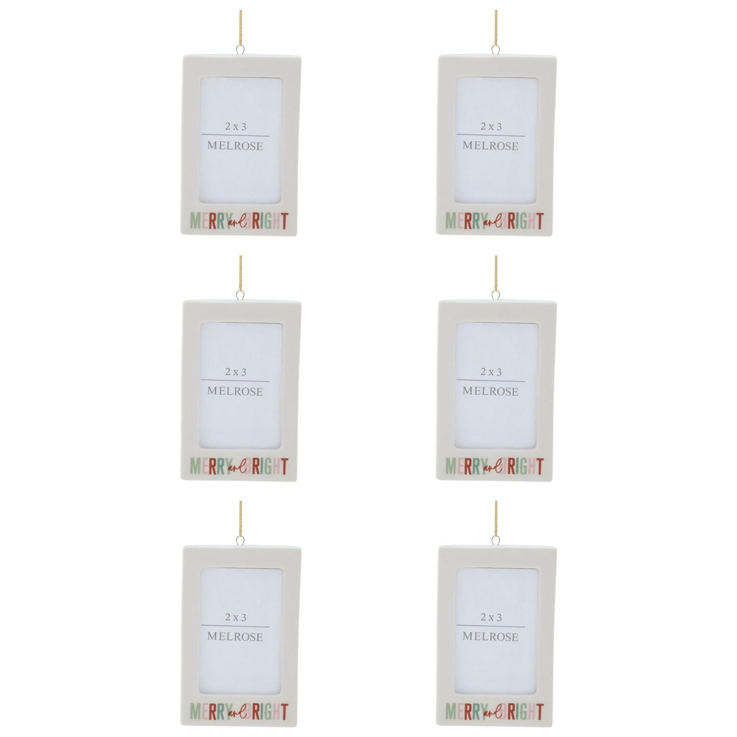 Merry & Bright Photo Frame Ornament Set of 6 Ð 3"L x 4.25"H