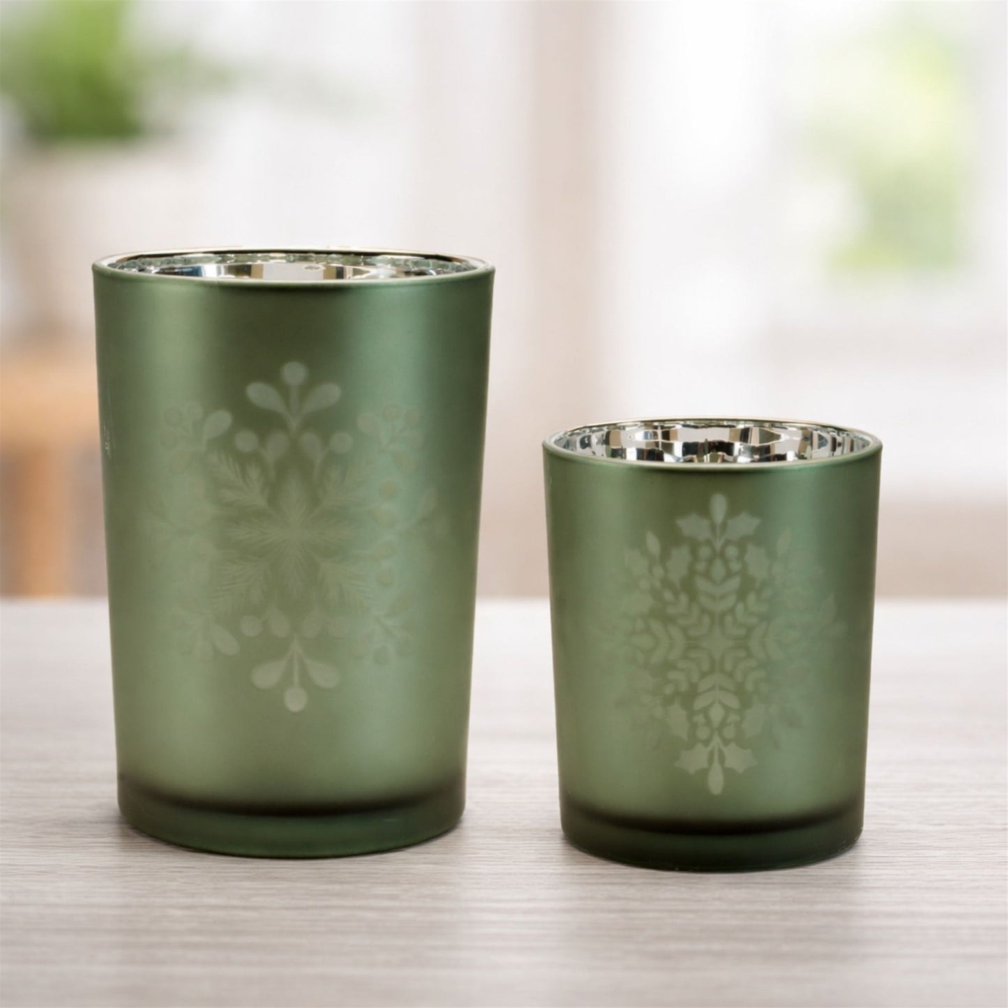 Frosted Snowflake Candle Holder (Set of 2)