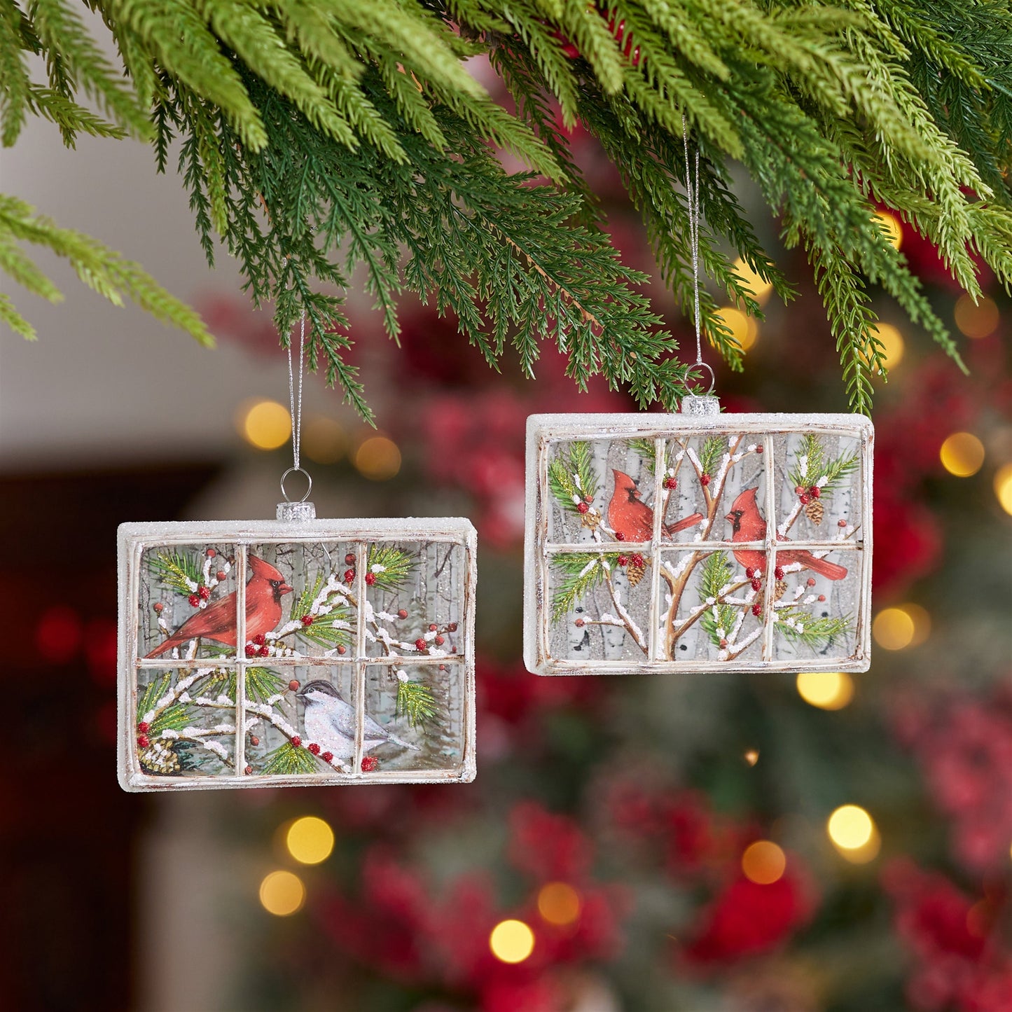 Cardinal Window Ornament Set of 6 Ð 5"L x 4"H Glass